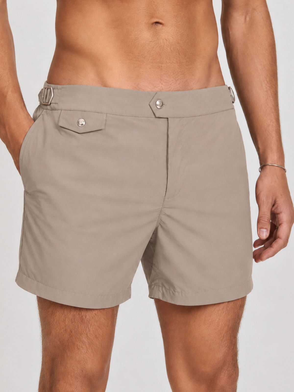TAUPE SEASIDE SWIM SHORT