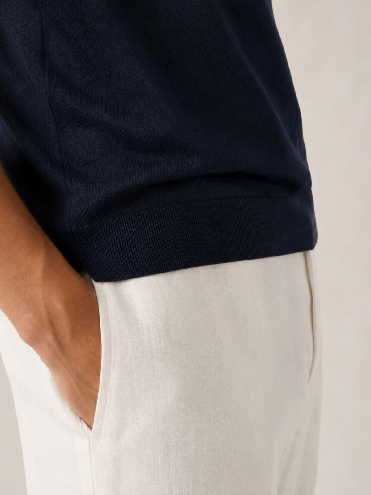 SILK COTTON POLO SHIRT NAVY