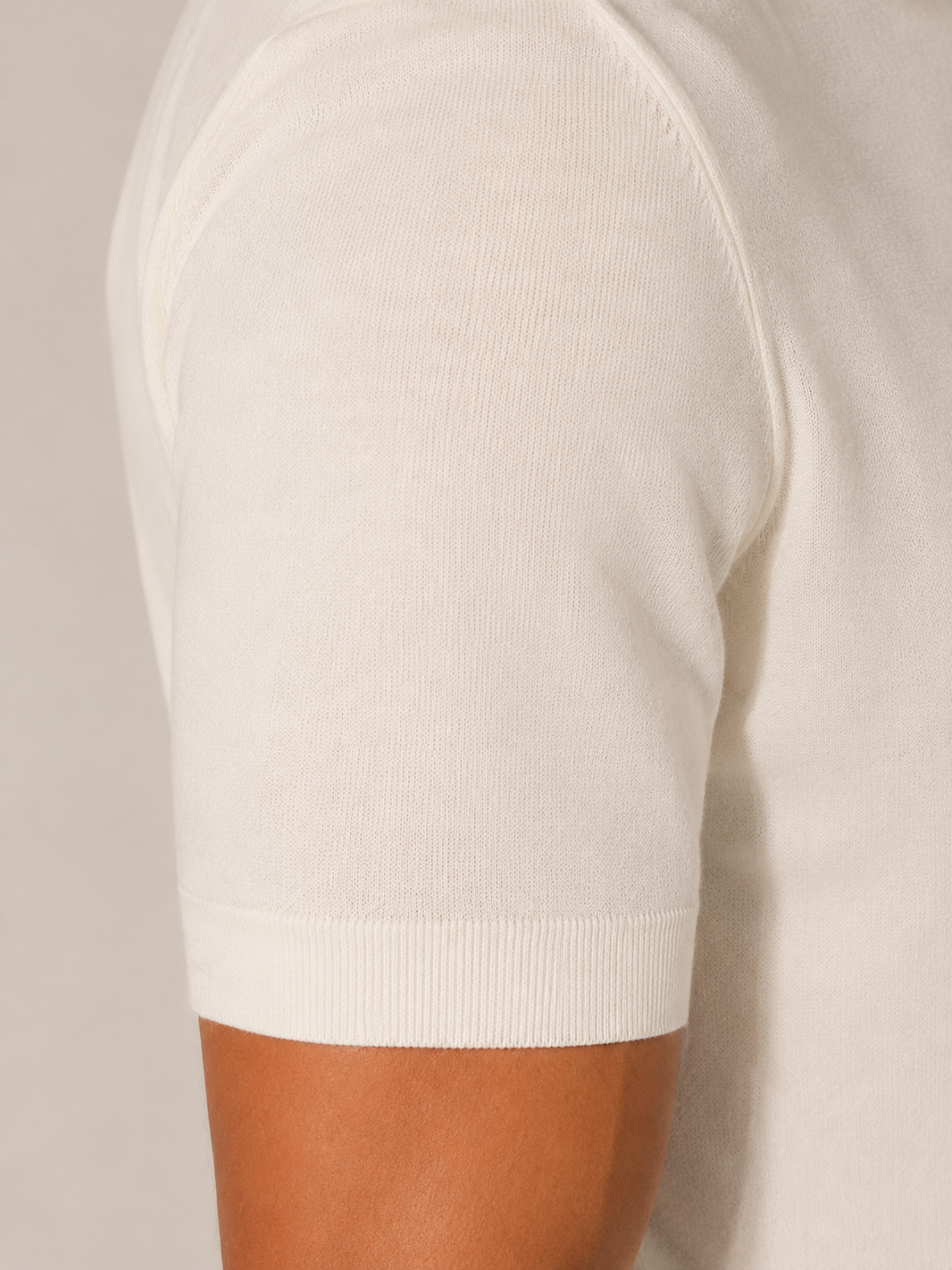 SILK COTTON POLO SHIRT CREAM WHITE