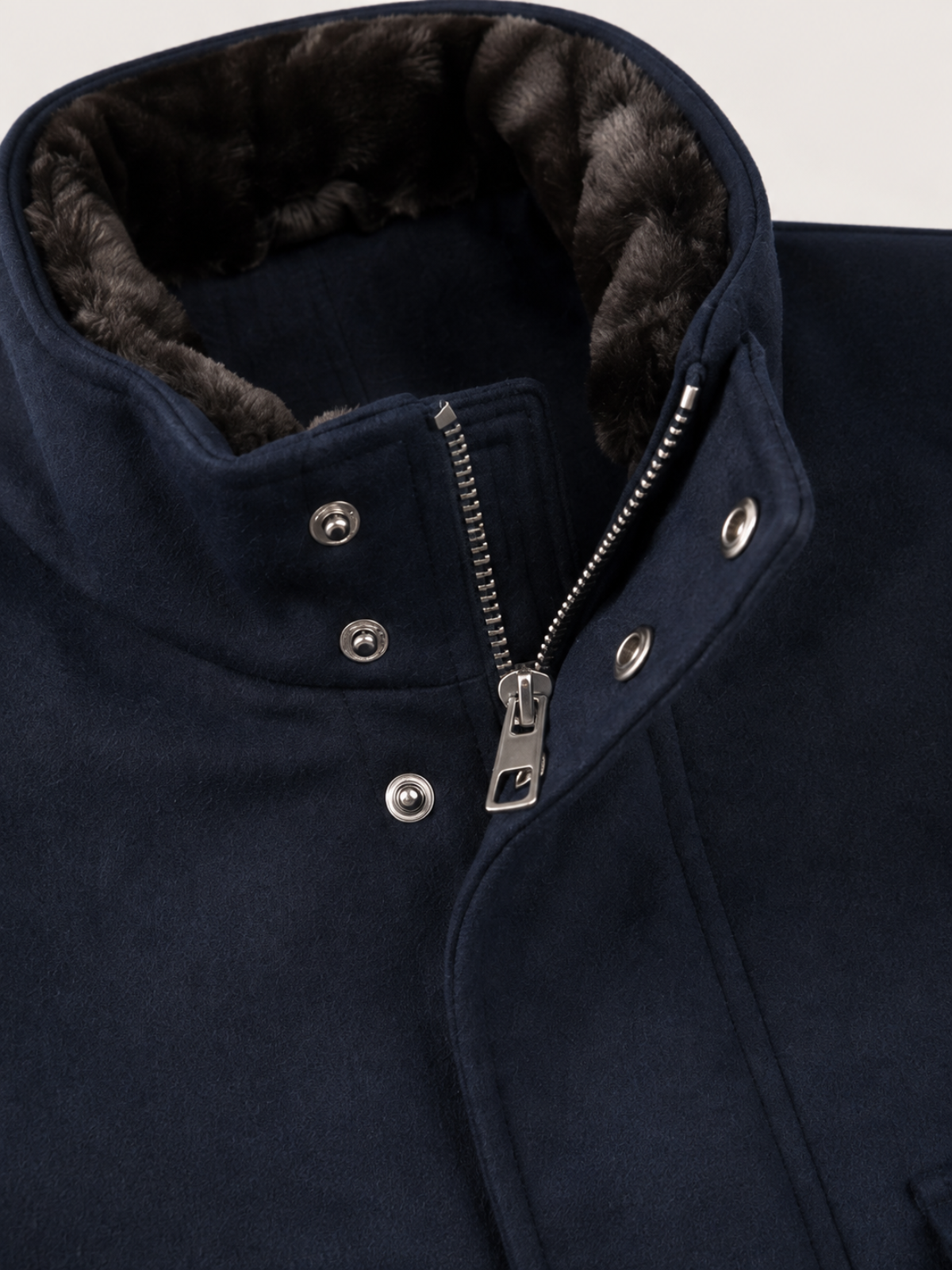 CASHMERE FUR VOYAGER JACKET NAVY