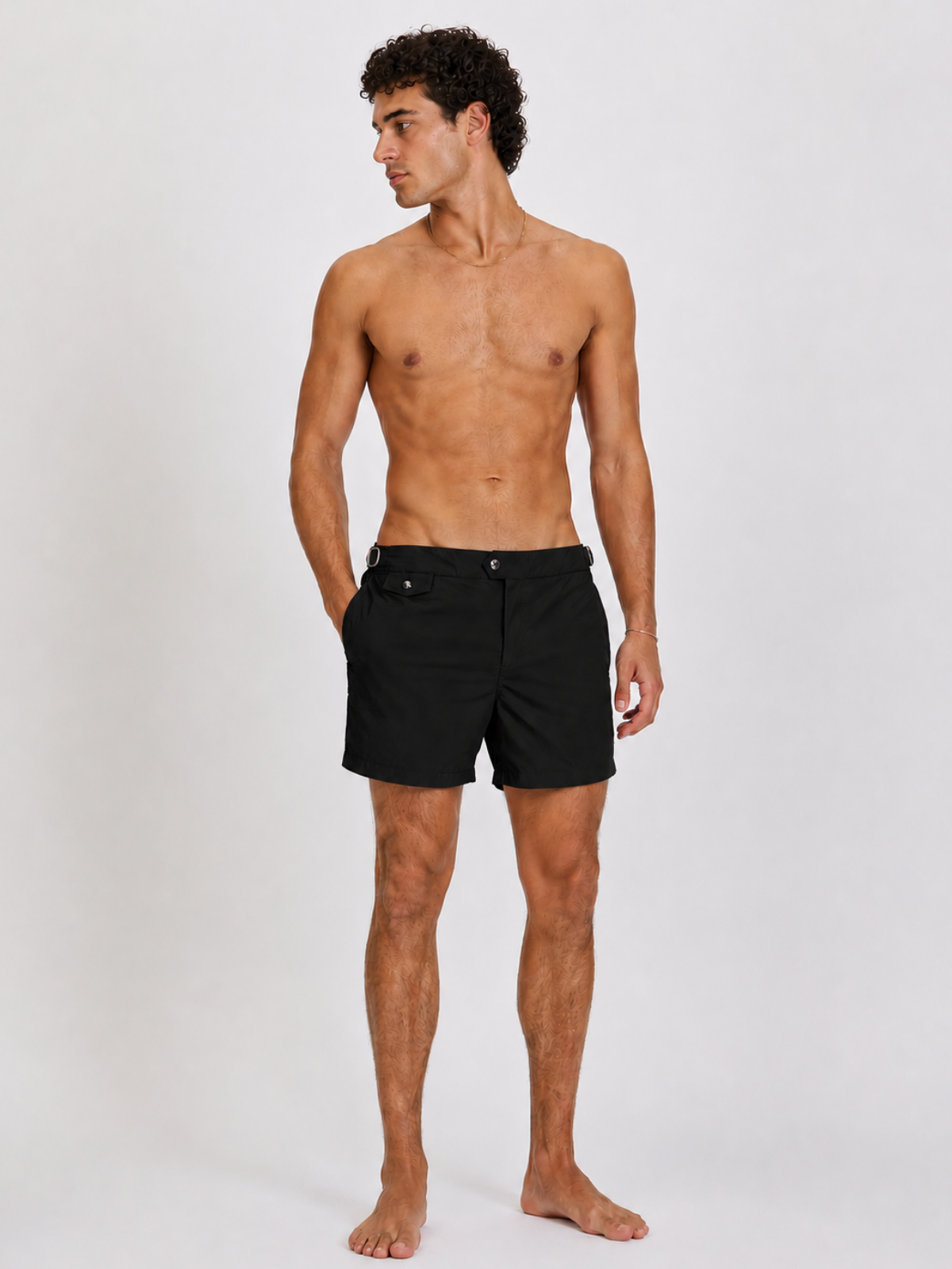 BLACK SEASIDE SWIM SHORT