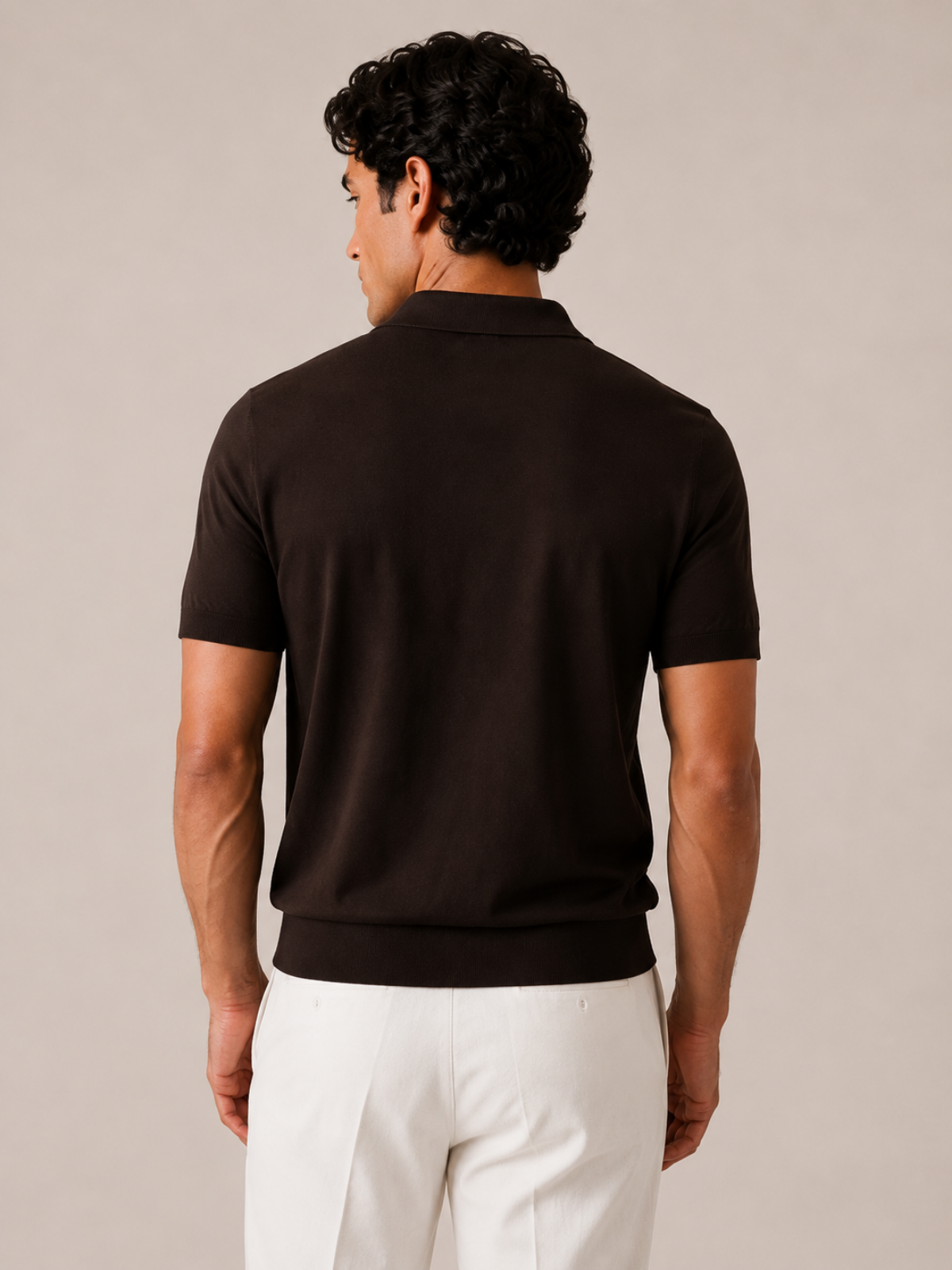 SILK COTTON POLO SHIRT BROWN