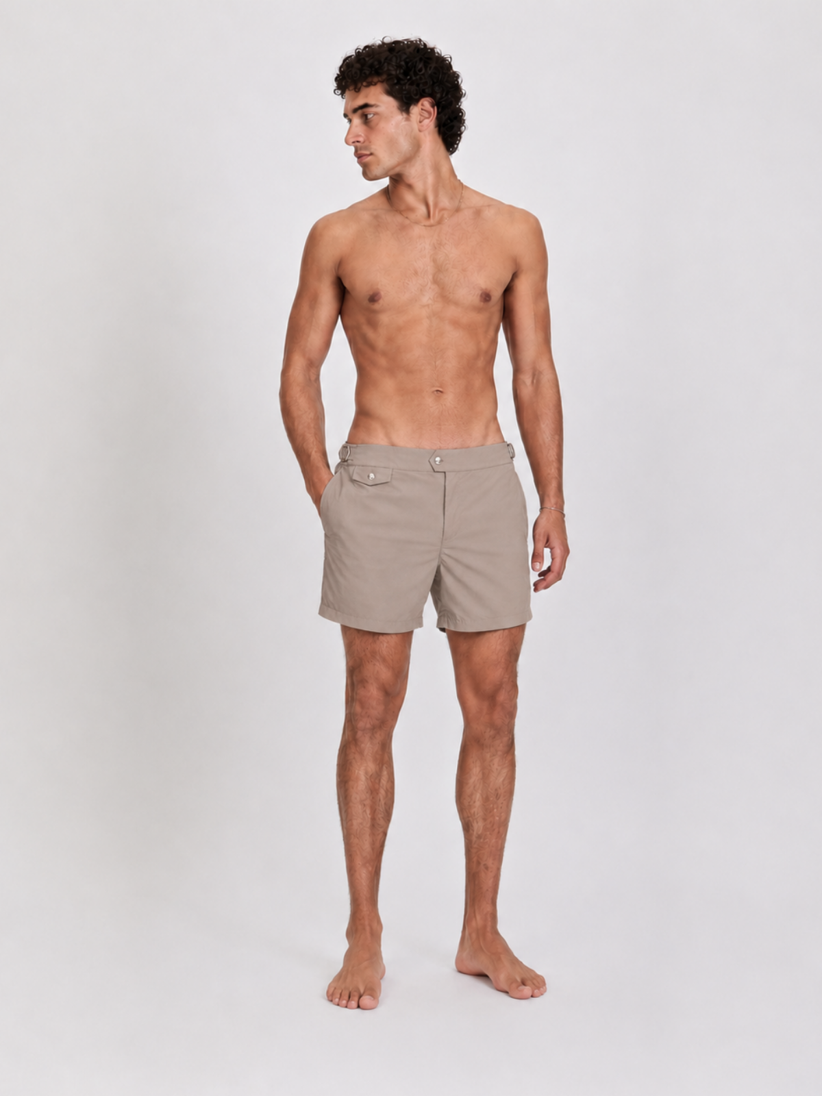 TAUPE SEASIDE SWIM SHORT