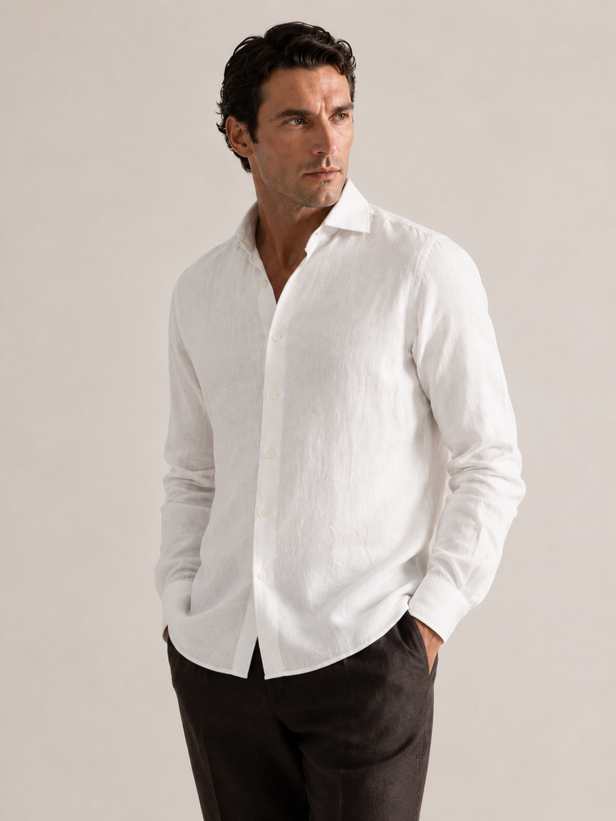 SIGNATURE LINEN SHIRT WHITE