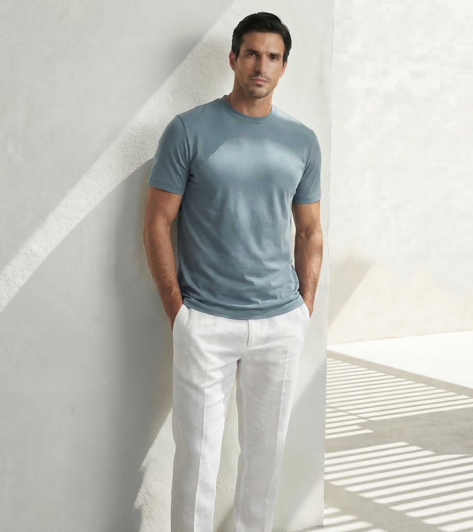 CHARLES T-SHIRT STAHLBLAU