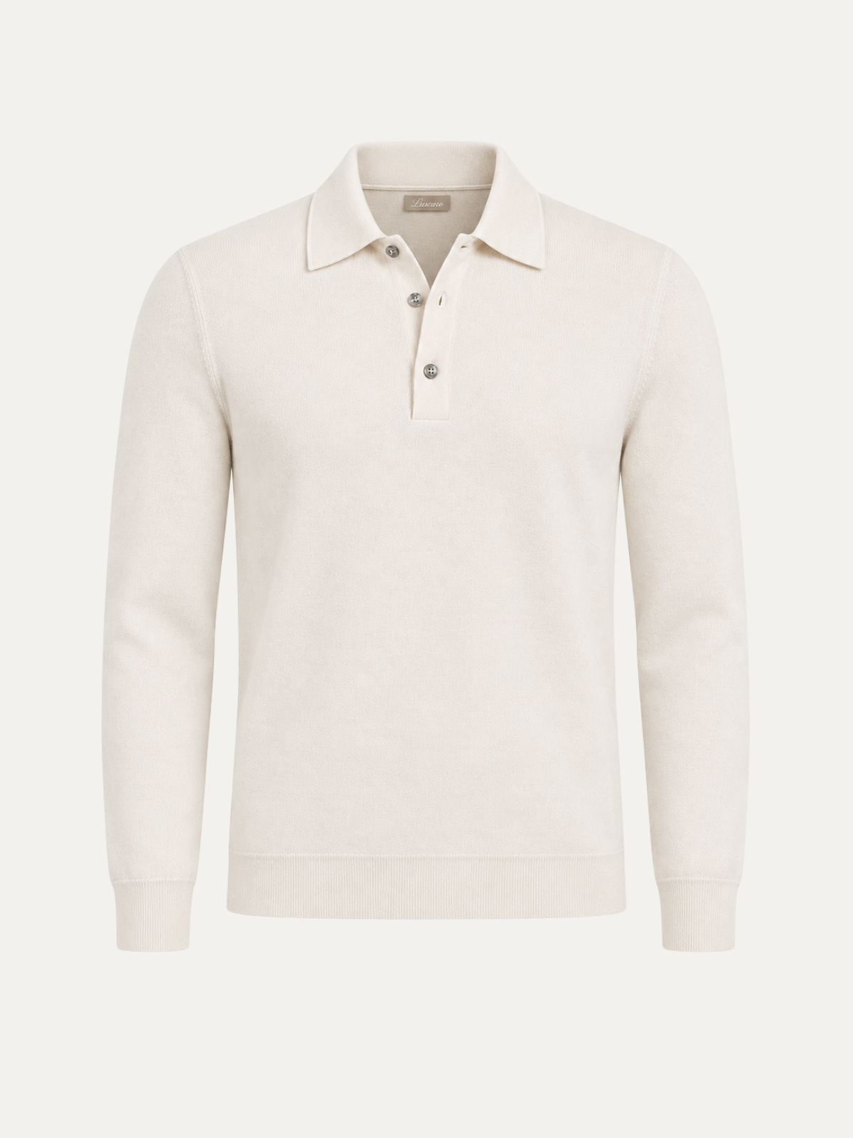 Longsleeve Silk Cotton Polo Ivory