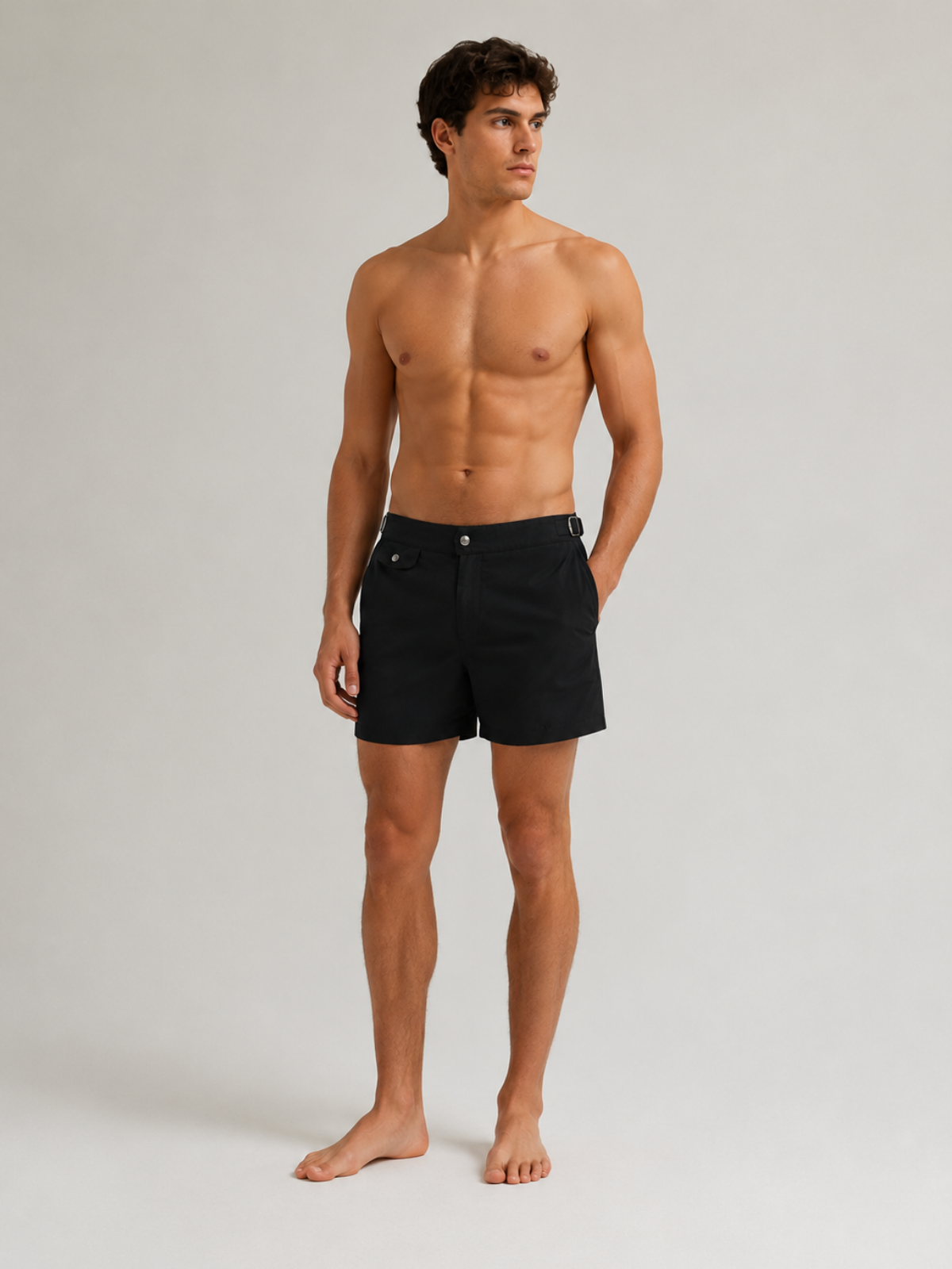 BLACK SEASIDE SWIM SHORT