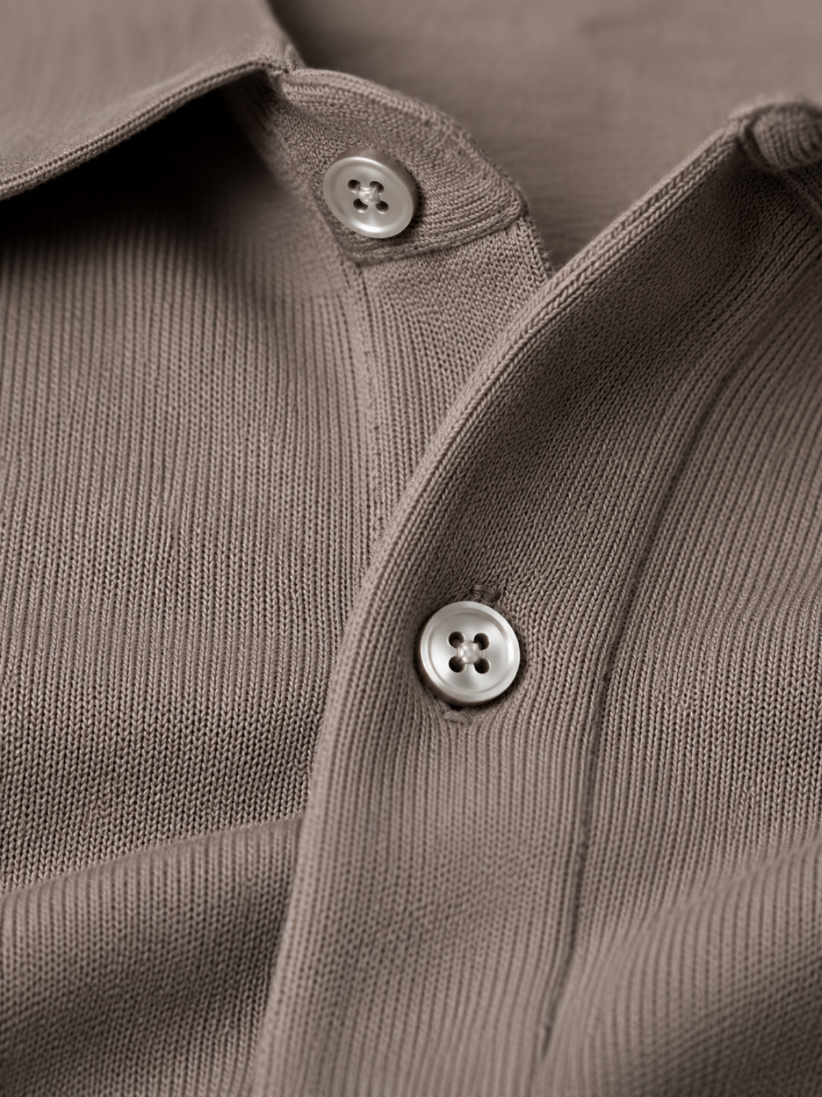 Longsleeve Silk Cotton Polo Taupe