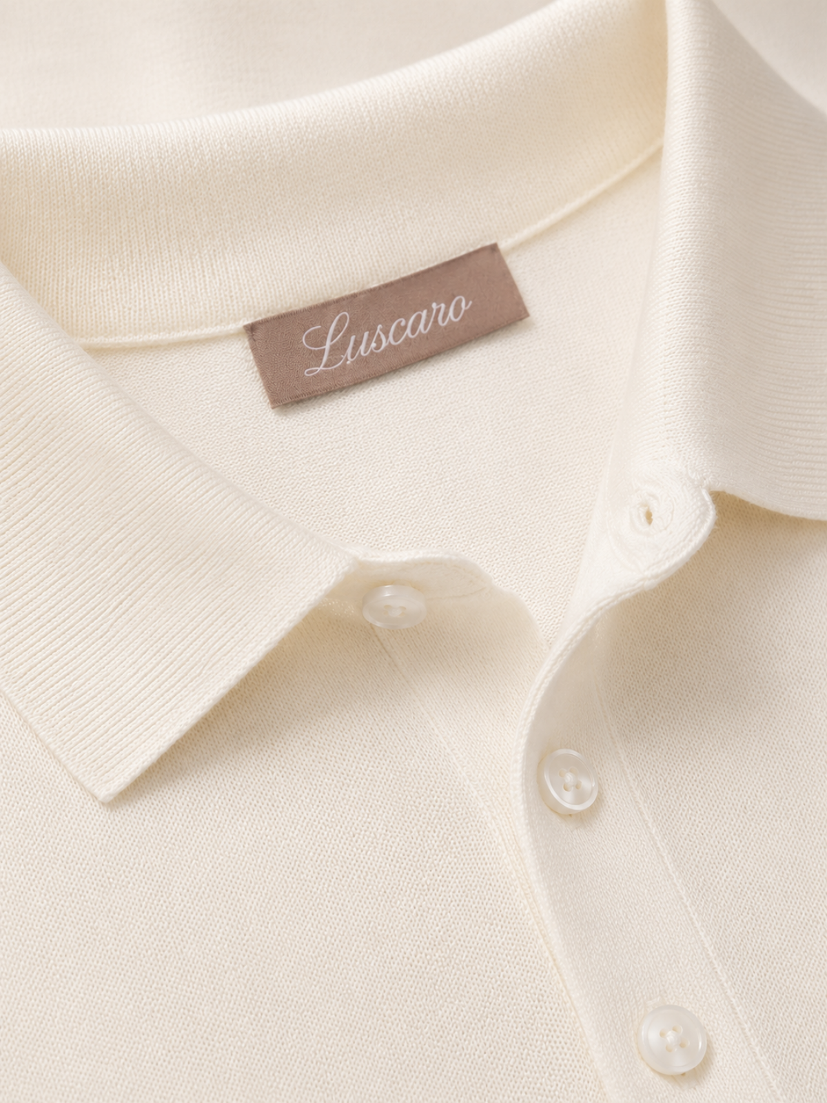 SILK COTTON POLO SHIRT CREAM WHITE